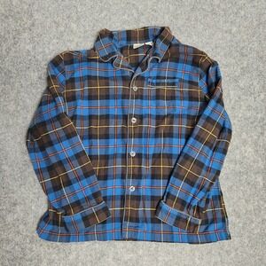LL Bean Flannel Pajama Shirt Men XL Blue Scotch Plaid Sleepwear Button Camping